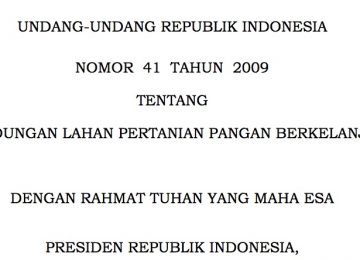 Undang-undang Republik Indonesia No 41 Tahun 2009 tentang Perlindungan Lahan Pertanian Pangan