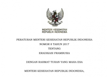 Download Peraturan Menteri Kesehatan Republik Indonesia Nomor 8 Tahun 2017 Tentang  Eradikasi Frambusia