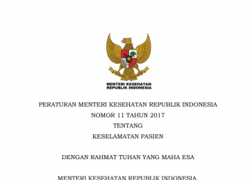 Download Peraturan Menteri Kesehatan Republik Indonesia Nomor 11 Tahun 2017 Tentang Keselamatan Pasien