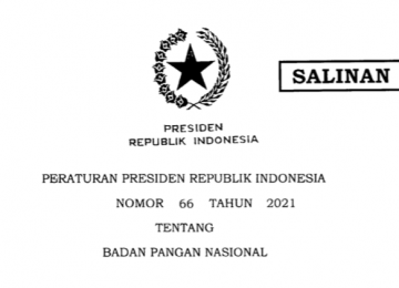 PERATURAN PRESIDEN REPUBLIK INDONESIA NOMOR 66 TAHUN 2021 TENTANG BADAN PANGAN NASIONAL